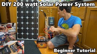 DIY 200 Watt 12 volt Solar Power System quotThe Minimalistquot Beginner Tutorial [upl. by Alhsa]