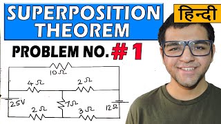 SUPERPOSITION THEOREM SOLVED PROBLEMS IN HINDI Problem 1 [upl. by Wallace]