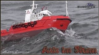 rc Offshore Ship AZIZ  fighting big waves 🌊🚤🎬 [upl. by Ielerol]