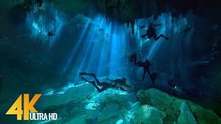 4K Cenotes Dive Relaxation Video  Mexican Underwater Caves  Incredible Underwater World  3 HOUR [upl. by Arahk50]