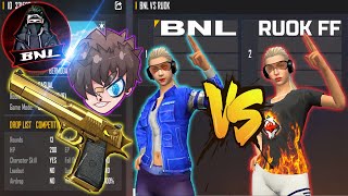 RUOK FF VS BNL  ONLY DESERT EAGLE ROOM CHALLENGE  BEST MATCH EVER  تحدي فري فاير بين ريوك و بنل [upl. by Thurlough]