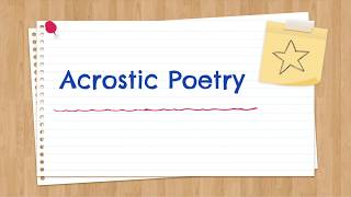 Acrostic Poetry [upl. by Oicnedif]