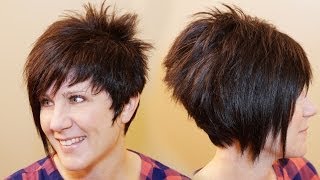 HOW TO CUT WOMENS HAIR  Short Pixie Assymetrical Aline Haircut Tutorial [upl. by Auginahs]