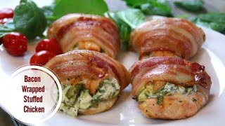 Bacon Wrapped Stuffed Chicken Recipe [upl. by Normac777]