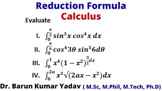 Numerical problems on reduction formulaWallis formulaCalculus part 7  barunmaths [upl. by Rudiger]