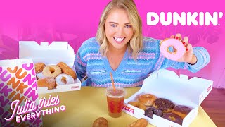 Trying ALL Of The Most Popular Menu Items At Dunkin Donuts  Delish [upl. by Aeel27]