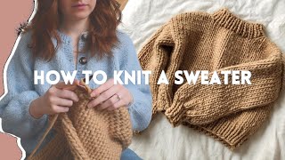 How To Knit a Chunky Sweater  Beginner Friendly Step by Step DIY Tutorial [upl. by Kingston744]