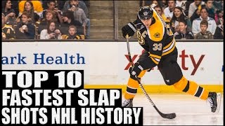 Top 10 Fastest Slap Shots in NHL History [upl. by Aracat]