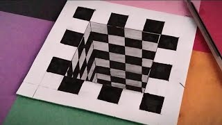 OpArt Hole to the Deep  How to Draw 3D Hole  Optical Illusion [upl. by Eillehs]