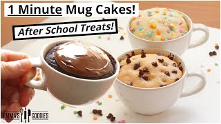 1 Minute Microwave Mug Cake Recipes  3 Back To School Treats [upl. by Nylsej780]