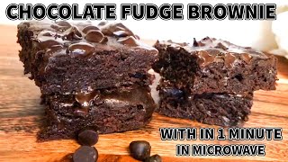 Chocolate Brownie  Best 1 Minute Microwave BROWNIE Eggless  Chocolate Fudge Brownie Recipe [upl. by Nugent249]