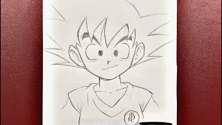 Anime drawing  how to draw kid goku stepbystep [upl. by Ahaelam727]