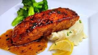 HONEY GARLIC GLAZED SALMON  recipe [upl. by Ocsinarf]