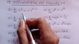 Differentiation all formula For Board Exam 2021 अवकलन कक्षा 12 सूत्र Avkalan class 12 Maths [upl. by Aenitsirhc]