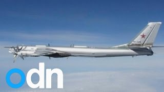 NATO fighter jets intercept two Russian bombers spotted near Cornwall coast [upl. by Inaluiak]