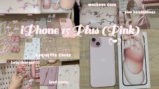 iPhone 15 Plus Pink unboxing amp accessories 🩰🐇 [upl. by Kassaraba429]