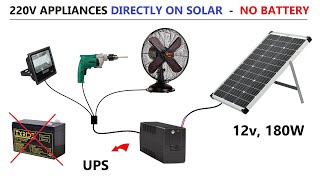 POSSIBLE  Run 220V AC Appliances with 12v 180W Solar Panel without Battery [upl. by Stiegler509]