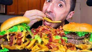 ASMR  HUGE BURGERS amp BACON CHEESE FRIES  MUKBANG  EATING SOUNDS [upl. by Nnyloj402]