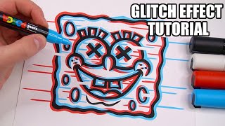 How To Draw The GLITCH EFFECT Tutorial [upl. by Ppilihp]