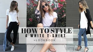 How To Style  A Basic White TShirt  LOOK BOOK [upl. by Orimisac937]