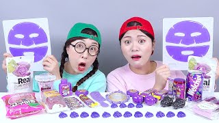 Purple Food Jelly Candy DONA Mukbang [upl. by Rosenblum]