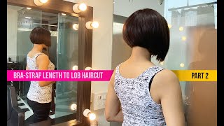 Long to LOB to Asymmetrical chin length bob Haircut  Part 2  NYNY Unisex Salon [upl. by Bridgette]