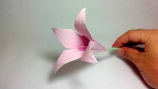 Origami Flower  Lily 100th video [upl. by Annaihr422]