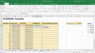 Use Excels YEARFRAC Function for ProRata Calculations [upl. by Landa888]