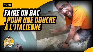 Réaliser UNE DOUCHE ITALIENNE au mortier ciment dans SDB [upl. by Aldora164]