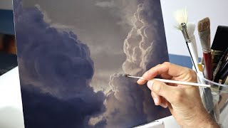 How to paint clouds  realistic storm cloud painting tutorial [upl. by Asilrak]