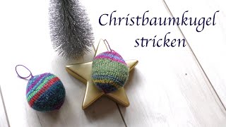 Christbaumkugel stricken  Weihnachtskugel stricken aus Sockenwolle [upl. by Barbaraanne207]