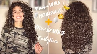 MASQUE MAISON CHEVEUX TRÈS SEC🍯🍌  MINI ROUTINE CURLY HAIR [upl. by Tzong]