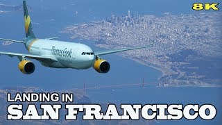 SAN FRANCISCO  LANDING IN INTERNATIONAL AIRPORT 8K [upl. by Mccormac]