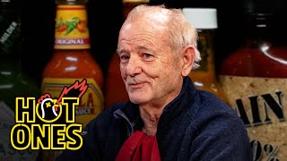 Bill Murray Doesn’t Flinch While Eating Spicy Wings  Hot Ones [upl. by Atteuqal]