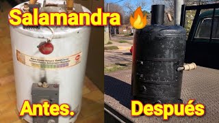 DIY SALAMANDRA con termotanque RECICLADO estufasdebajocosto [upl. by Naimaj]