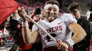 Baker Mayfield plants Oklahomas flag at midfield after Ohio State upset  College Football on ESPN [upl. by Auhso]