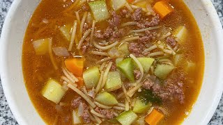 SOPA DE FIDEOS CON CARNE MOLIDA Y VERDURAS  ALE DE NAVA [upl. by Hertz]