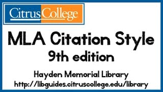 MLA Citation Style 9th edition HD [upl. by Mazman168]