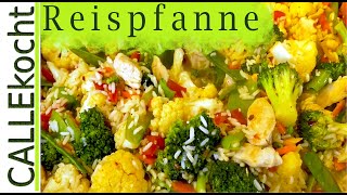 Leichte Reispfanne mit knackigem Gemüse  Schnell und lecker  Rezept [upl. by Amado689]