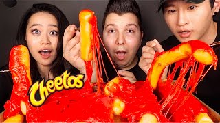 HOT CHEETOS RICE CAKES with ZACH CHOI amp STEPHANIE SOO • Mukbang amp Recipe [upl. by Ashatan]