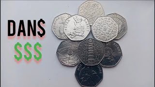 ALL UK 50P COINS WORTH MORE THAN THEIR FACE VALUE [upl. by Filberto]