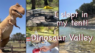 Tent Camping at Dinosaur Valley SP  Vegan Backpacking  Swimming in the Paluxy River [upl. by Kano]