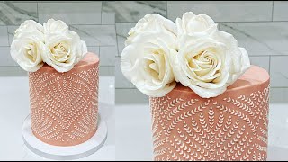 Buttercream stencil technique  Cake decorating tutorials  Sugarella Sweets [upl. by Uamak]