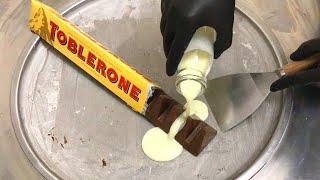 TOBLERONE Ice Cream Rolls  how to make swiss milk chocolate with honey amp almond nougat to ice cream [upl. by Hteb]