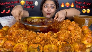 SPICY MUTTON KALEJI CURRY WITH DUM ALOO BIRYANI AND SPICY EGG CURRY  ASMR EATING MUKBANG [upl. by Eiramnerual]