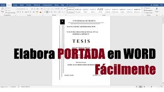 CÓMO HACER UNA PORTADA EN WORD FÁCILMENTE [upl. by Konyn851]