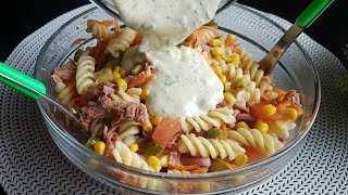 Recette salade de pâtes très simple hyper rafraîchissante et complete amp une sauce crémeuse Asmr [upl. by Irek]