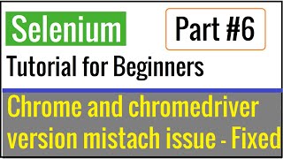 Chrome Browser and ChromeDriver version mismatch issue  Resolved  Selenium Tutorial Part 6 [upl. by Atalanti]