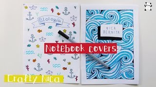 How to DECORATE NOTEBOOKS DIY Notebook cover ideas  Seainspired drawings [upl. by Scherman]