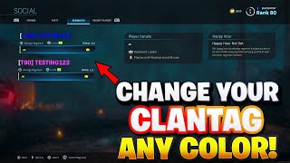 MODERN WARFARE HOW TO CHANGE YOUR CLAN TAG ANY COLOR CLAN TAG amp NAME COLORS TUTORIAL [upl. by Ellenig892]